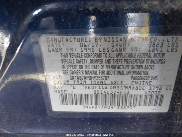 Nissan SENTRA SV 2017 3N1AB7AP0HY358707 Image 9