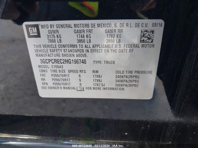 Chevrolet Silverado 1500 1lt 2017 3GCPCREC2HG196740 Image 9