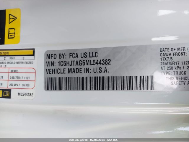 1C6HJTAG6ML544382 Jeep Gladiator Sport S 4x4