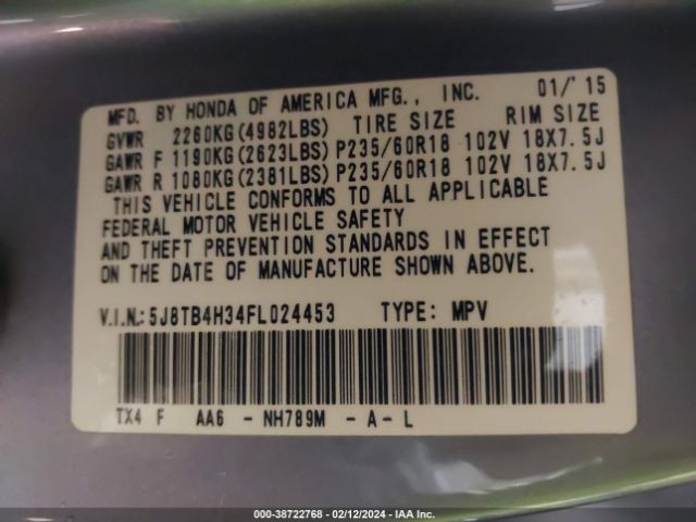 5J8TB4H34FL024453 Acura RDX