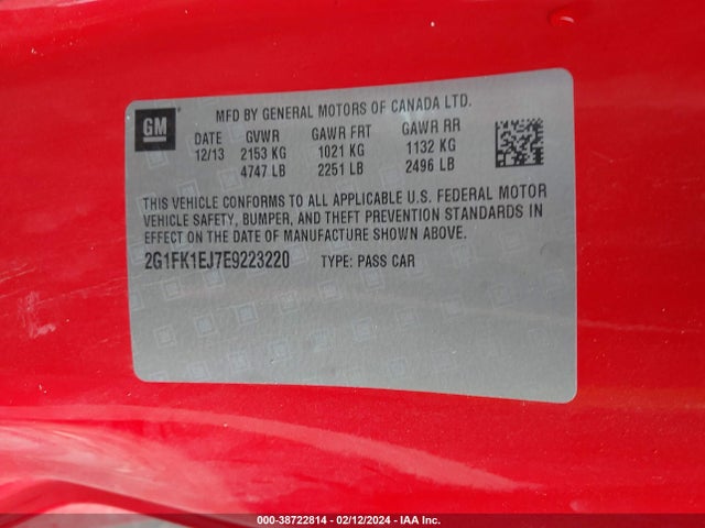Chevrolet CAMARO 2SS 2014 2G1FK1EJ7E9223220 Image 9