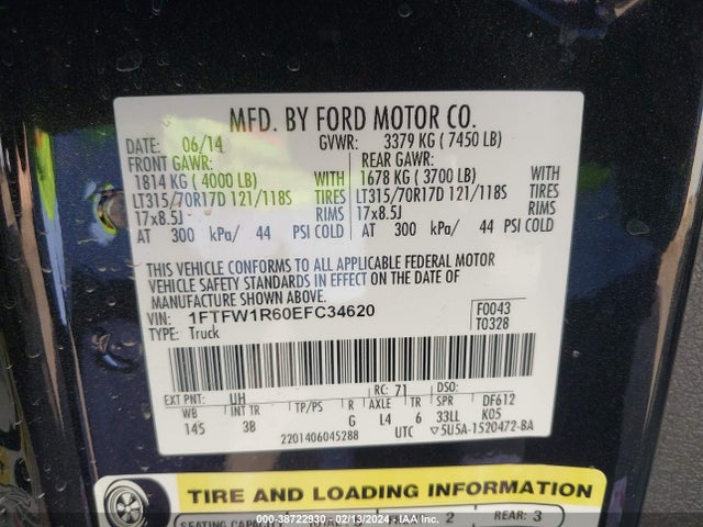 Ford F-150 Svt Raptor 2014 1FTFW1R60EFC34620 Image 26