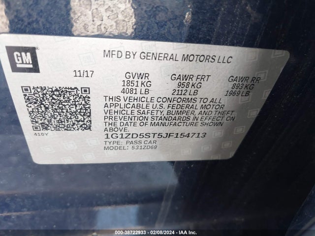 Chevrolet MALIBU LT 2018 1G1ZD5ST5JF154713 Image 9