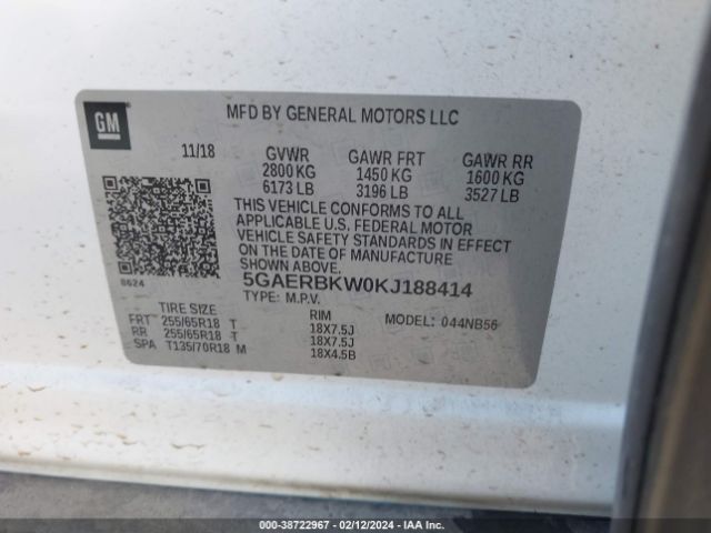 5GAERBKW0KJ188414 Buick Enclave Fwd Essence