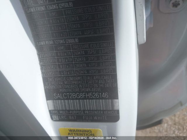 SALCT2BG8FH526146 Land Rover Discovery Sport Hse Lux