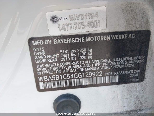 BMW 535i 2016 WBA5B1C54GG129922 Image 9
