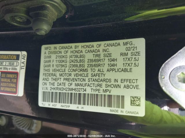 2HKRW2H23MH632734 Honda Cr-v Awd Lx