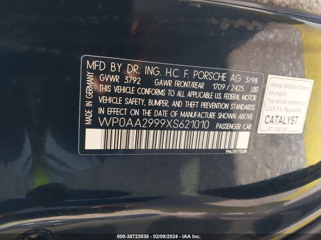 1999 PORSCHE 911 WP0AA2999XS621010 Photo 8