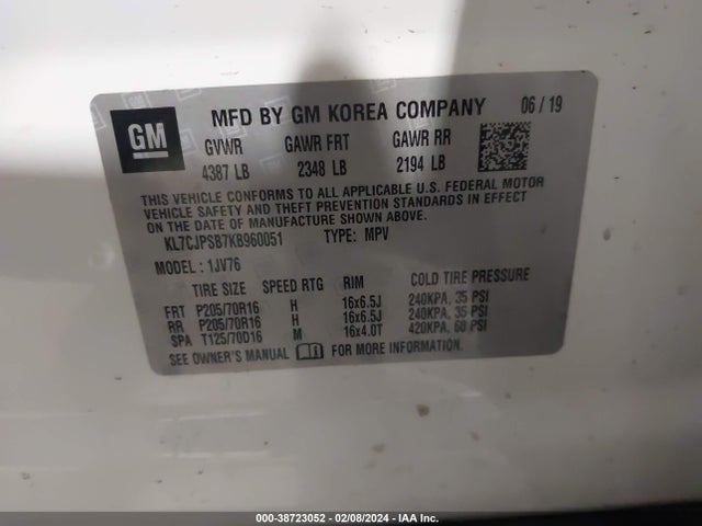 Chevrolet Trax Lt 2019 KL7CJPSB7KB960051 Image 9
