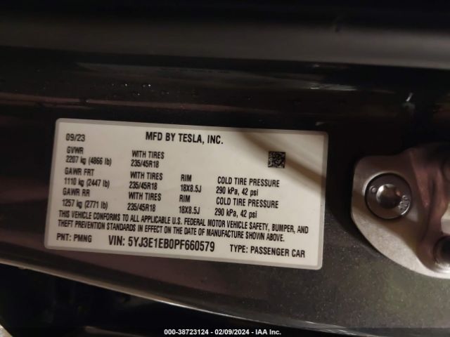 5YJ3E1EB0PF660579 Tesla Model 3 Long Range Dual Motor All-wheel Drive