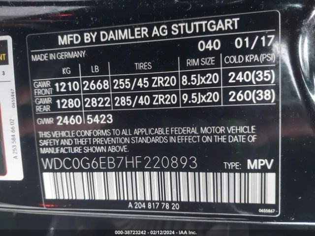WDC0G6EB7HF220893 Mercedes-Benz Amg Glc 43 4matic