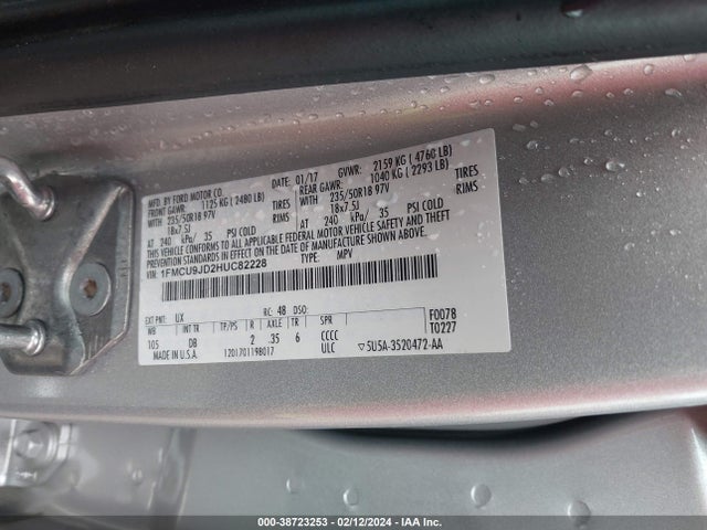 Ford Escape Titanium 2017 1FMCU9JD2HUC82228 Image 9