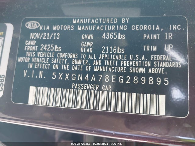 KIA OPTIMA EX 2014 5XXGN4A78EG289895 Image 9