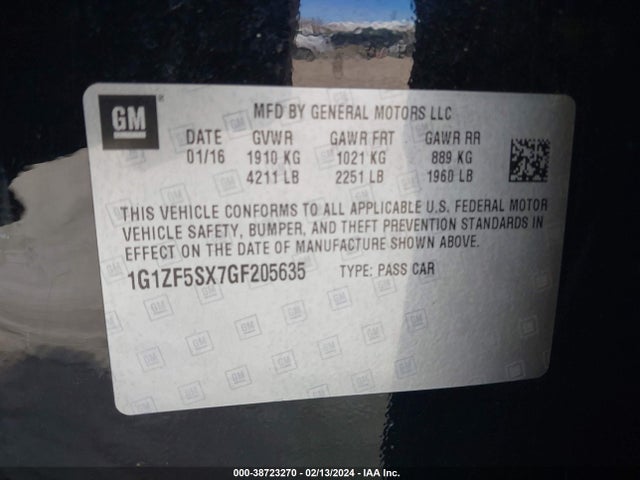 Chevrolet MALIBU 2LT 2016 1G1ZF5SX7GF205635 Image 9