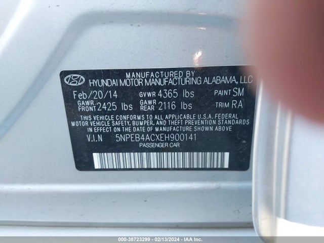 Hyundai SONATA GLS 2014 5NPEB4ACXEH900141 Image 9