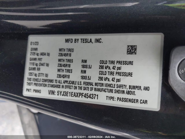 Tesla Model 3 Rear-wheel Drive 2023 5YJ3E1EAXPF454371 Image 9