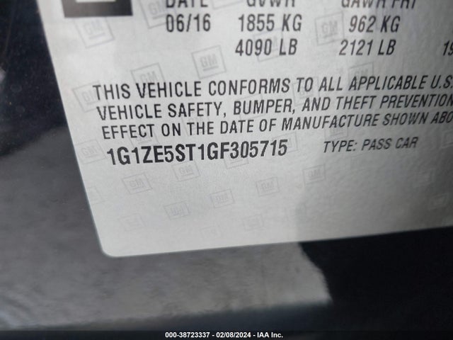 Chevrolet MALIBU 1LT 2016 1G1ZE5ST1GF305715 Image 9