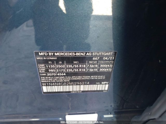 W1N4N4GB2MJ296214 Mercedes-Benz GLA 250