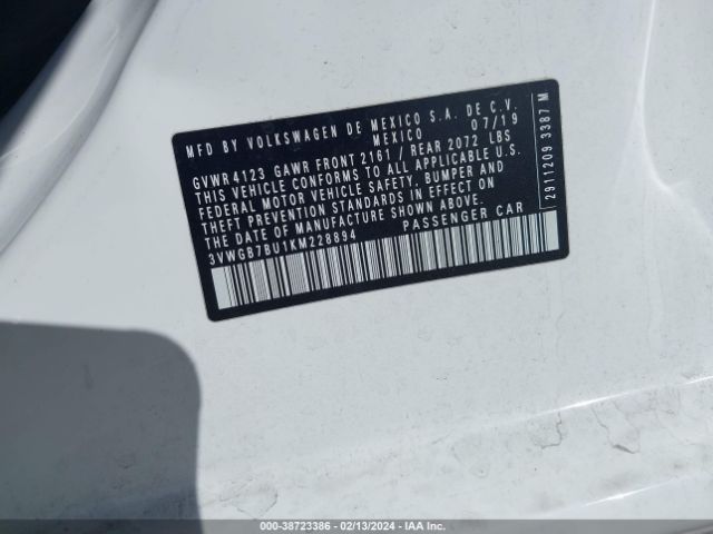 3VWGB7BU1KM228894 Volkswagen Jetta 1.4t Sel Premium