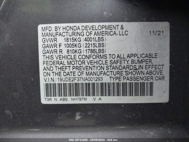 19UDE2F37NA001293 Acura Ilx Standard