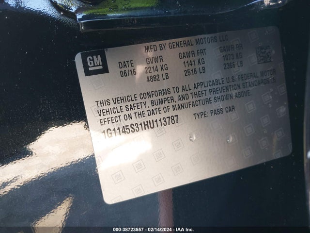 Chevrolet IMPALA 2LZ 2017 1G1145S31HU113787 Image 9