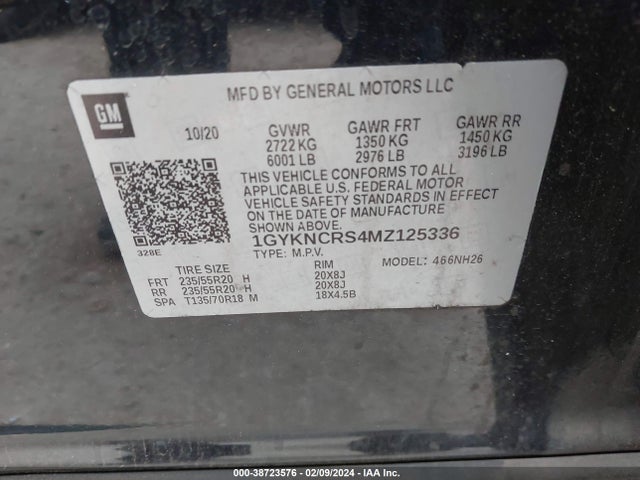 1GYKNCRS4MZ125336 Cadillac Xt5 Fwd Premium Luxury