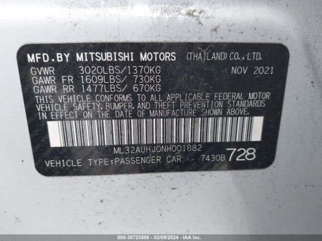 ML32AUHJ0NH001882 Mitsubishi MIRAGE ES