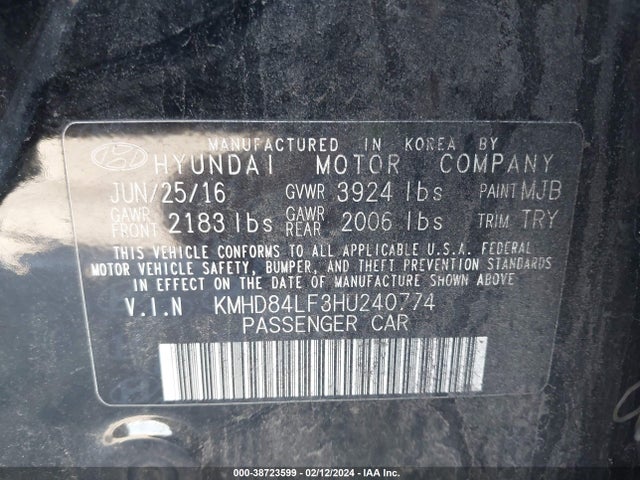 Hyundai Elantra Value Edition 2017 KMHD84LF3HU240774 Image 9