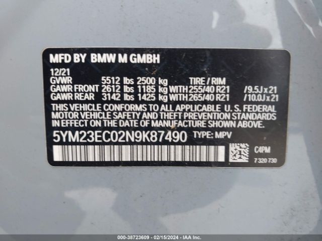 5YM23EC02N9K87490 BMW X4 M