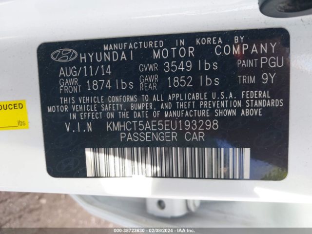 KMHCT5AE5EU193298 Hyundai ACCENT GS