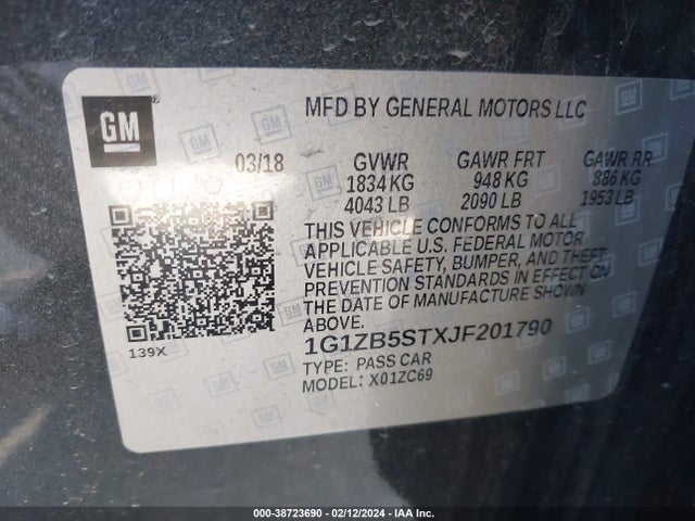 Chevrolet Malibu 1ls 2018 1G1ZB5STXJF201790 Image 9