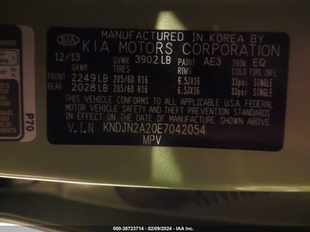 KIA Soul 2014 KNDJN2A20E7042054 Image 9