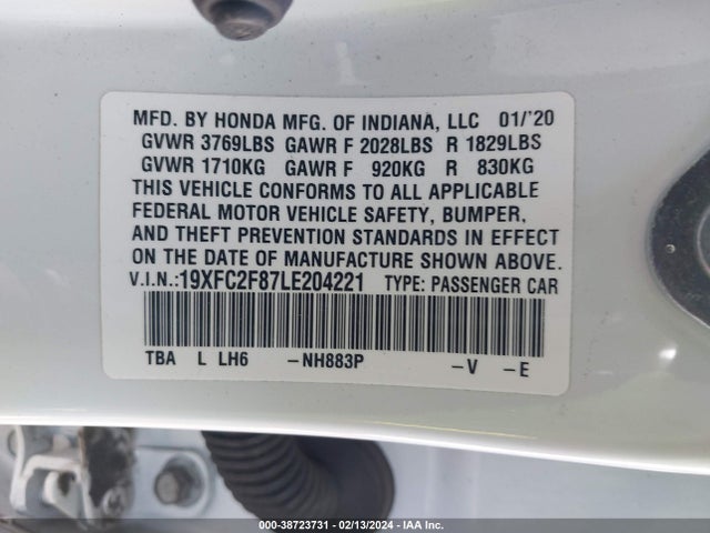 Honda Civic Sport 2020 19XFC2F87LE204221 Image 9