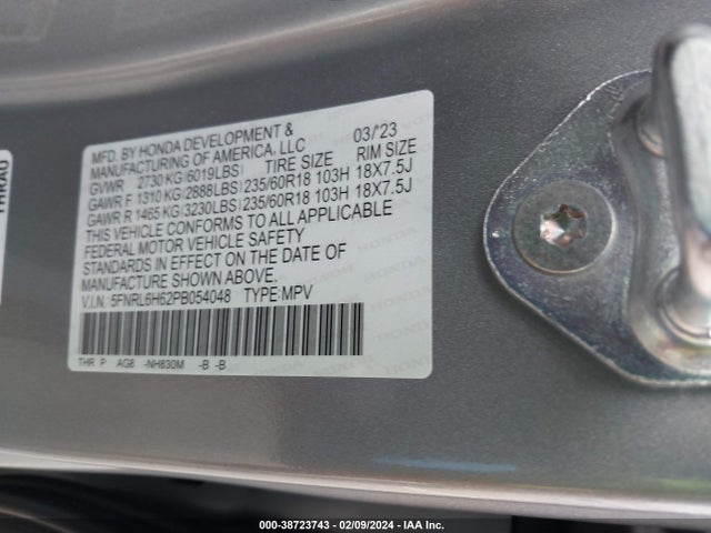 Honda Odyssey Ex-l 2023 5FNRL6H62PB054048 Image 9