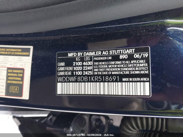 Mercedes-Benz C 300 2019 WDDWF8DB1KR518691 Image 9