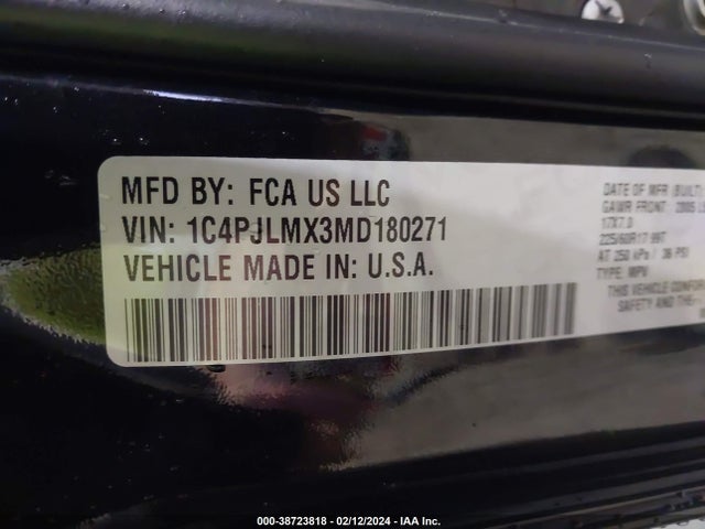 2021 JEEP CHEROKEE LATITUDE LUX FWD VIN: 1C4PJLMX3MD180271