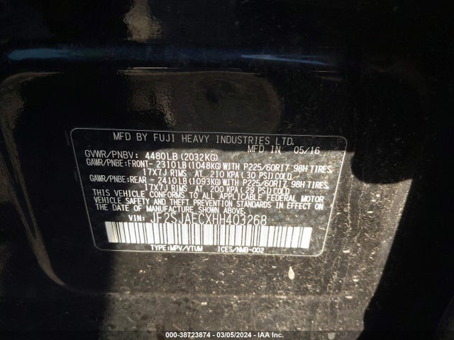 Subaru Forester 2.5i Premium 2017 JF2SJAECXHH403268 Image 9
