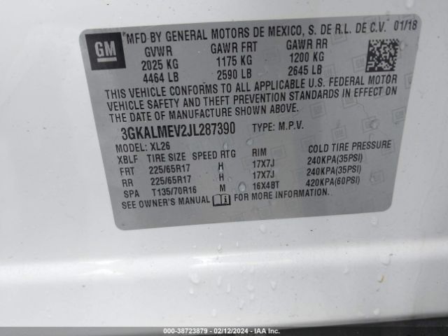 3GKALMEV2JL287390 GMC Terrain Sle