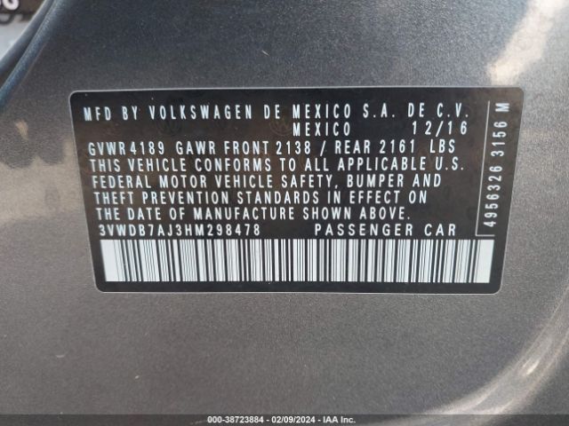 3VWDB7AJ3HM298478 Volkswagen Jetta 1.4t Se