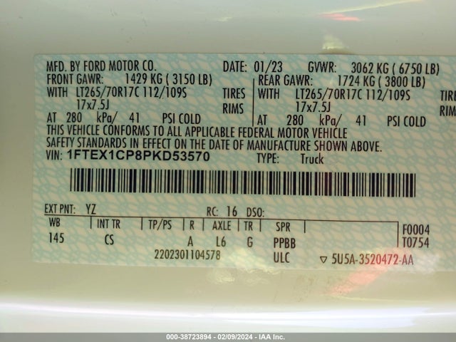 Ford F-150 Xl 2023 1FTEX1CP8PKD53570 Image 9