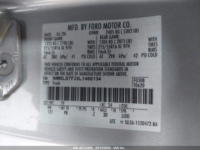 Ford Transit Connect Xlt 2020 NM0LS7F28L1466134 Image 9