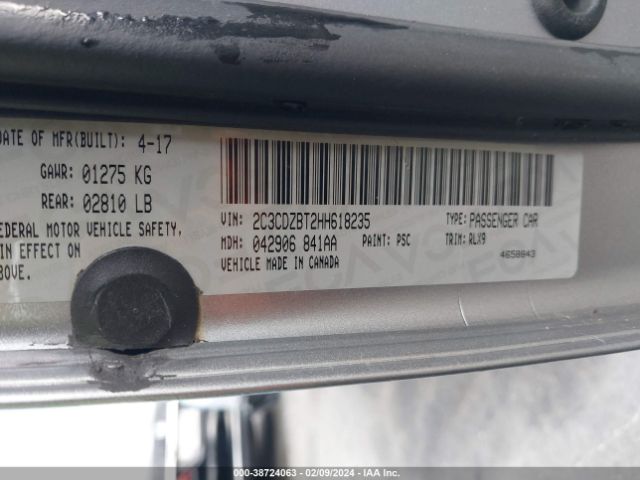 2C3CDZBT2HH618235 Dodge Challenger R/t Plus