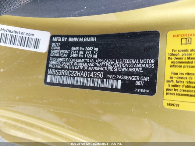 BMW M4 2017 WBS3R9C32HA014350 Image 9