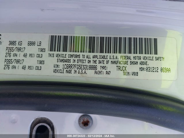 RAM 1500 Tradesman 2014 1C6RR7FG5ES318886 Image 9