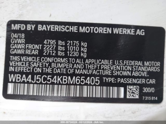 WBA4J5C54KBM65405 BMW 440i Gran Coupe