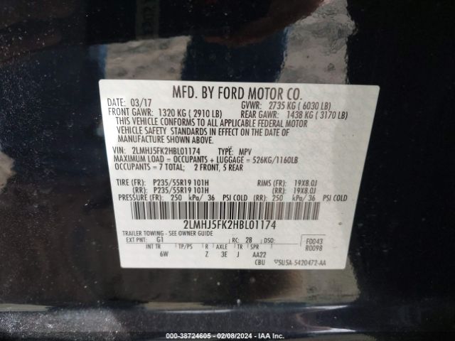 2LMHJ5FK2HBL01174 Lincoln MKT