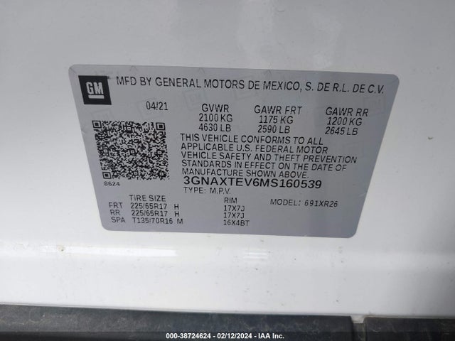 Chevrolet Equinox Awd 2fl 2021 3GNAXTEV6MS160539 Image 9