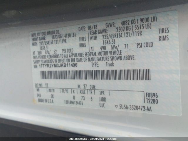 1FTYR2YM3JKB11496 Ford Transit-250