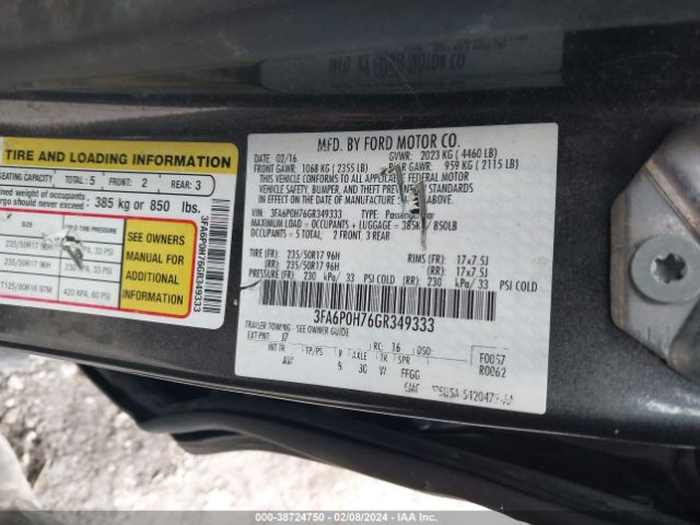 3FA6P0H76GR349333 Ford FUSION SE