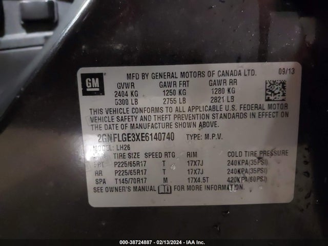 Chevrolet Equinox 2lt 2014 2GNFLGE3XE6140740 Image 9